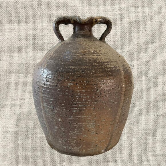 19c French Provincial Stoneware Double Handle Water Jug - Picture 2 of 4